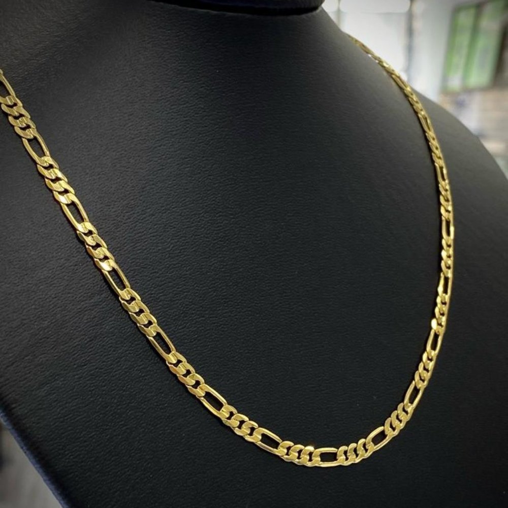 14K Solid Gold Filled Figaro Chain Necklace for Mens and Womens Inches 4mm